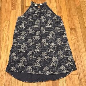 C&C California Navy Palm Print Halter Dress